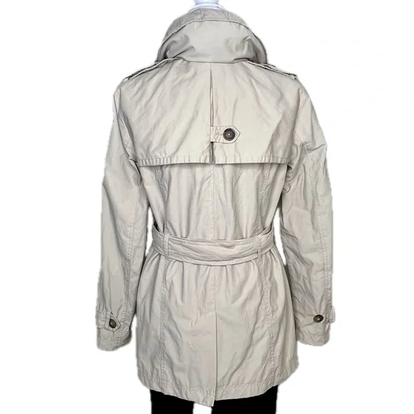 Tommy Hilfiger Trench Coat Belted Jacket Hidden Hood Beige Tan Medium M - Picture 11 of 17